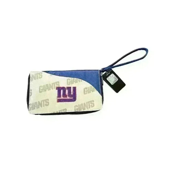 NFL Handbags - NWT New York Giants Curve Zip Organizer Wallet Wristlet NFL